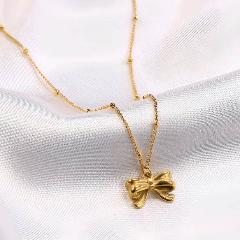 Dainty Bow Pendant Necklace - Sori Style
