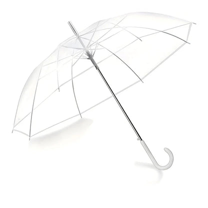 Premium Transparent Dome Umbrella with Curved Handle - Windproof
