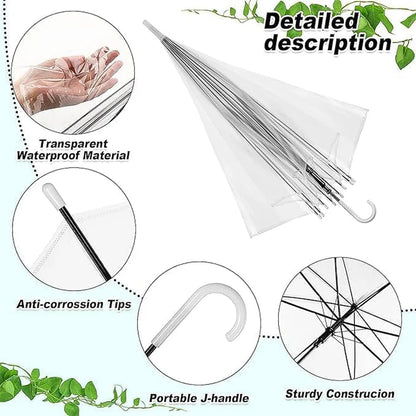 Premium Transparent Dome Umbrella with Curved Handle - Windproof